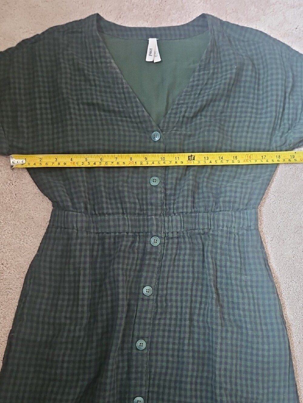 Pact Dark Green Check Button-Front Midi Dress - Picture 6 of 12